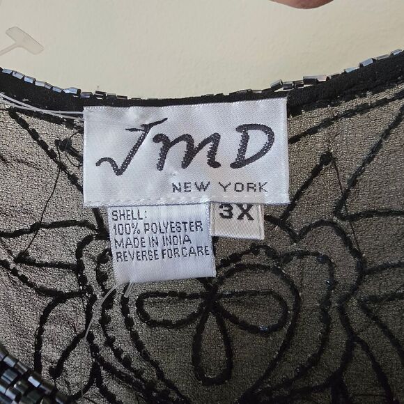 JMD New York Vintage Womens Embellished Formal Black Dress 2 Piece Size 3X Glam - Picture 14 of 16